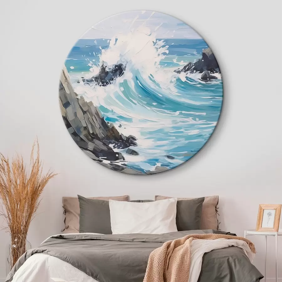 murales de pared Olas en una orilla rocosa r45021