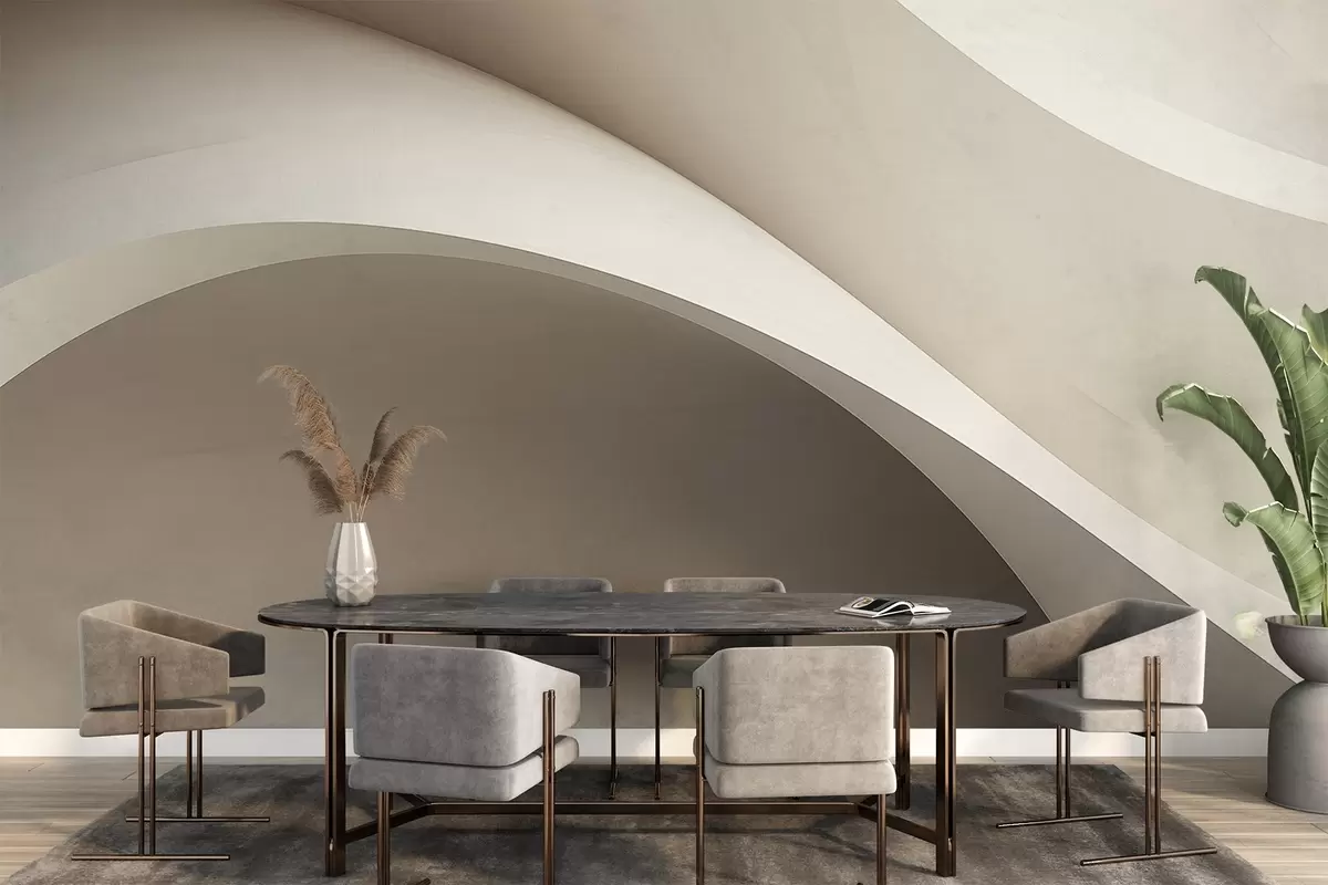 murales de pared abstracción, ondas, curvas suaves, beige, suave, líneas, moderno w04217v1