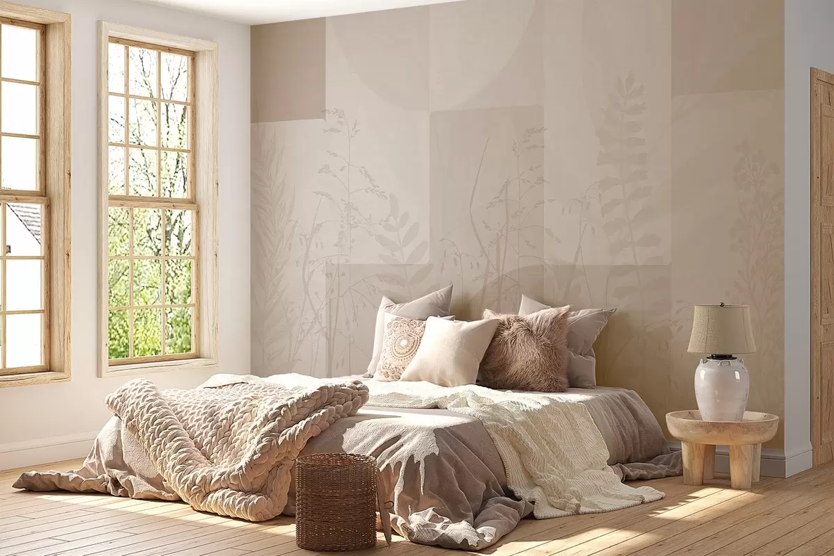 murales de pared Abstracción con plantas, geometría w04240