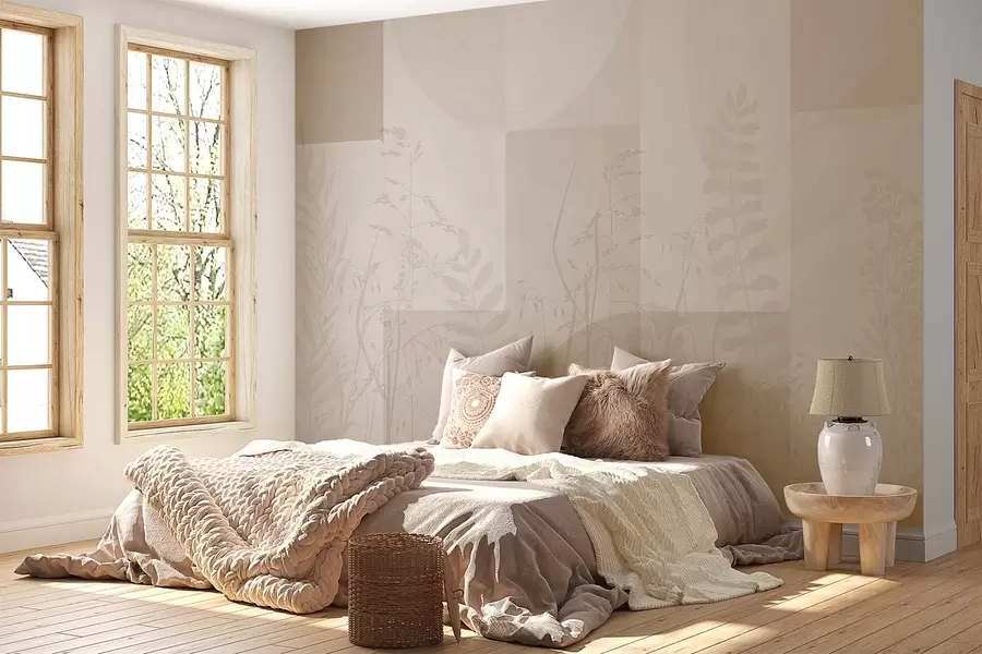 murales de pared Abstracción con plantas, geometría w04240