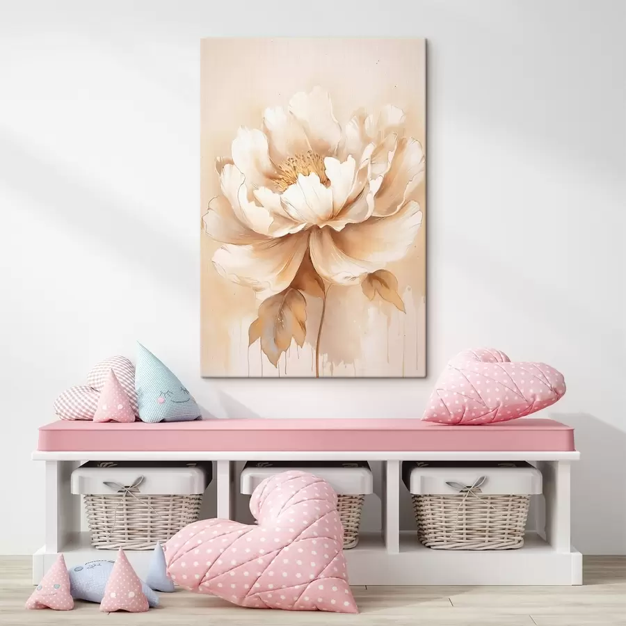 murales de pared Flor beige con hojas s45082