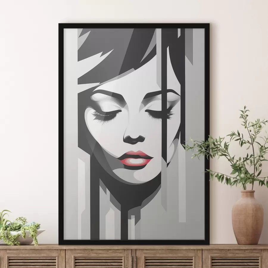 murales de pared Cara en blanco y negro con los ojos cerrados f45076