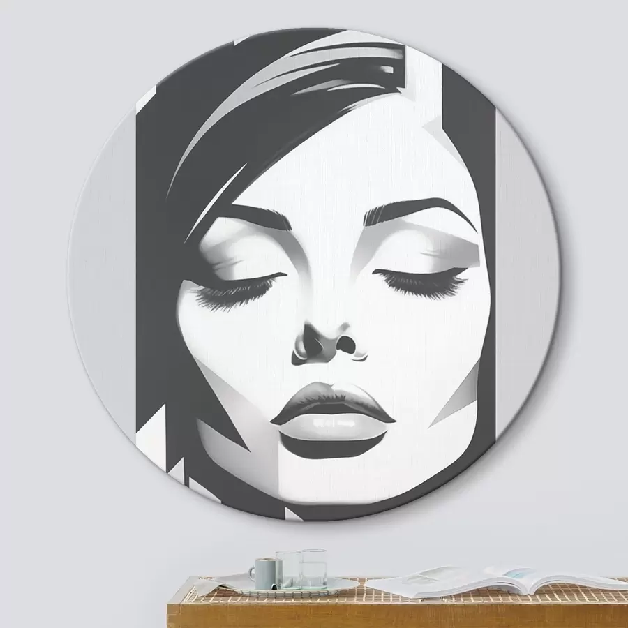murales de pared Cara en blanco y negro con los ojos cerrados r45075