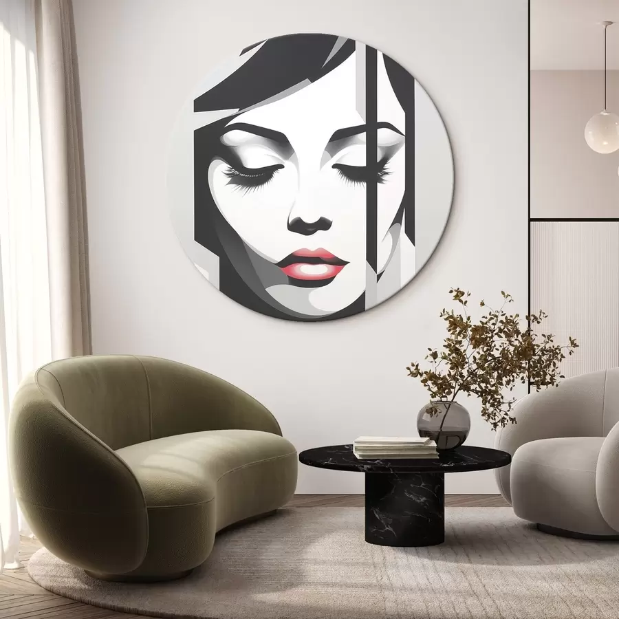 murales de pared Cara en blanco y negro con los ojos cerrados r45076
