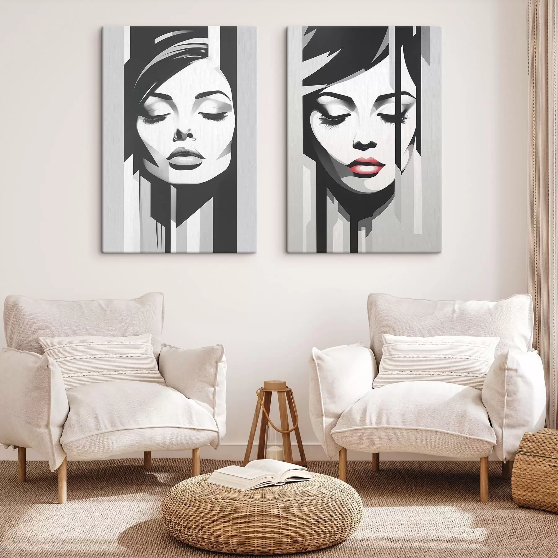 murales de pared Geometría del rostro femenino m00496