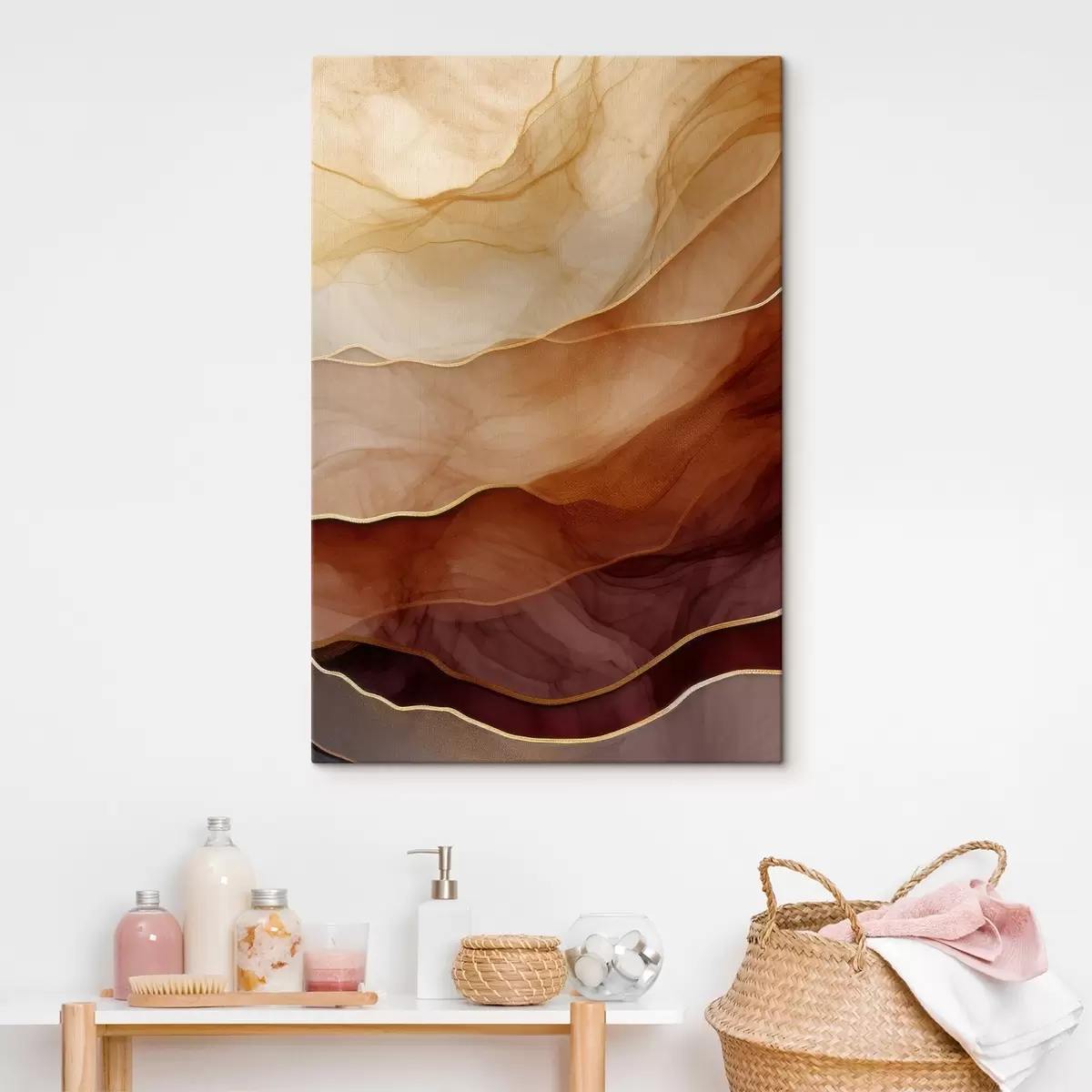 murales de pared fluido, arena, capas, mínimo, líneas suaves, tonos cálidos, natural, movimiento s45090