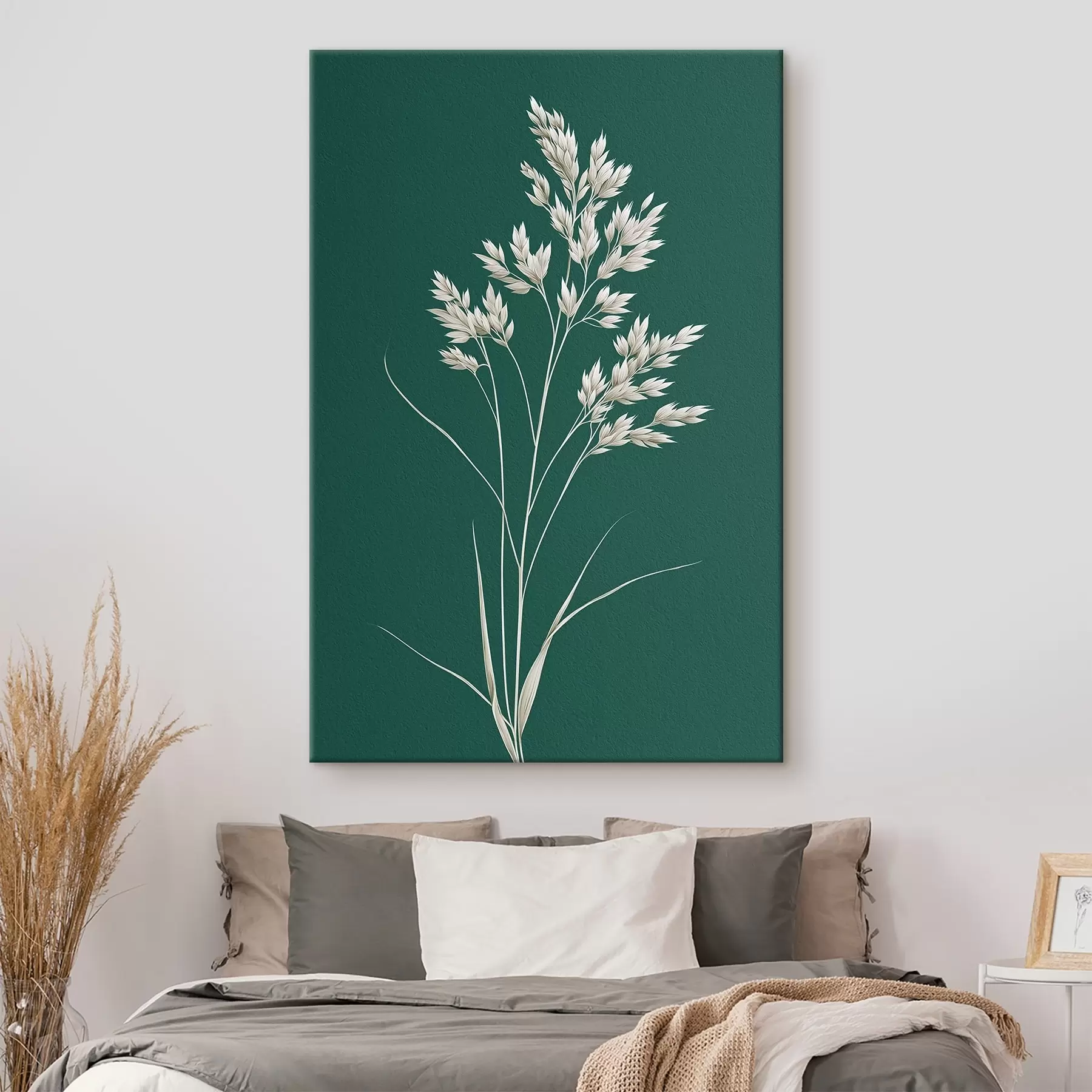 murales de pared botánico, minimal, hierba, tallo, fondo verde, natural, planta, plano s45091