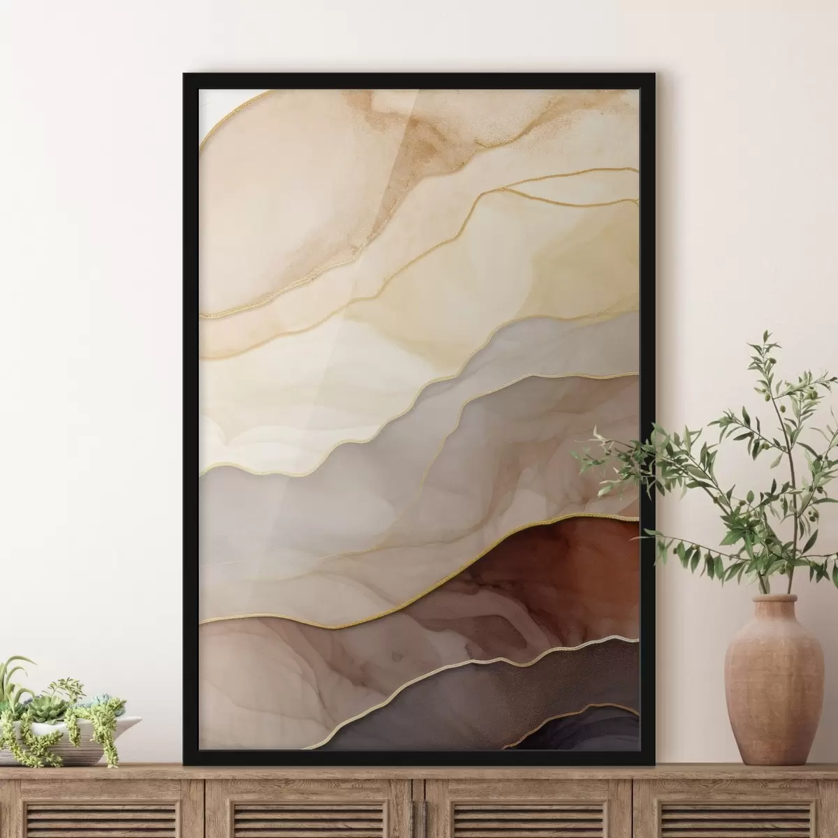 Poster ondas, crema, translúcido, pliegues, orgánico, suave, tranquilo, textil, aireado f45089