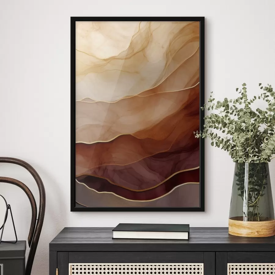 murales de pared fluido, arena, capas, mínimo, líneas suaves, tonos cálidos, natural, movimiento f45090