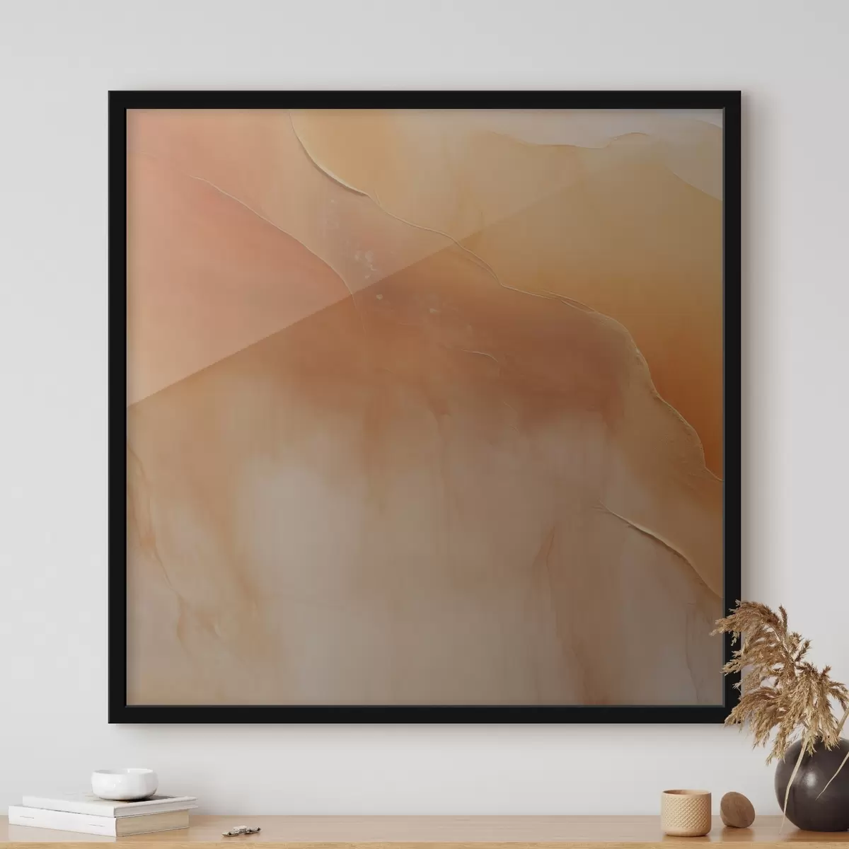 Poster tonos tierra, capas suaves, minimalista, estilo acuarela, movimiento abstracto, calma f45107