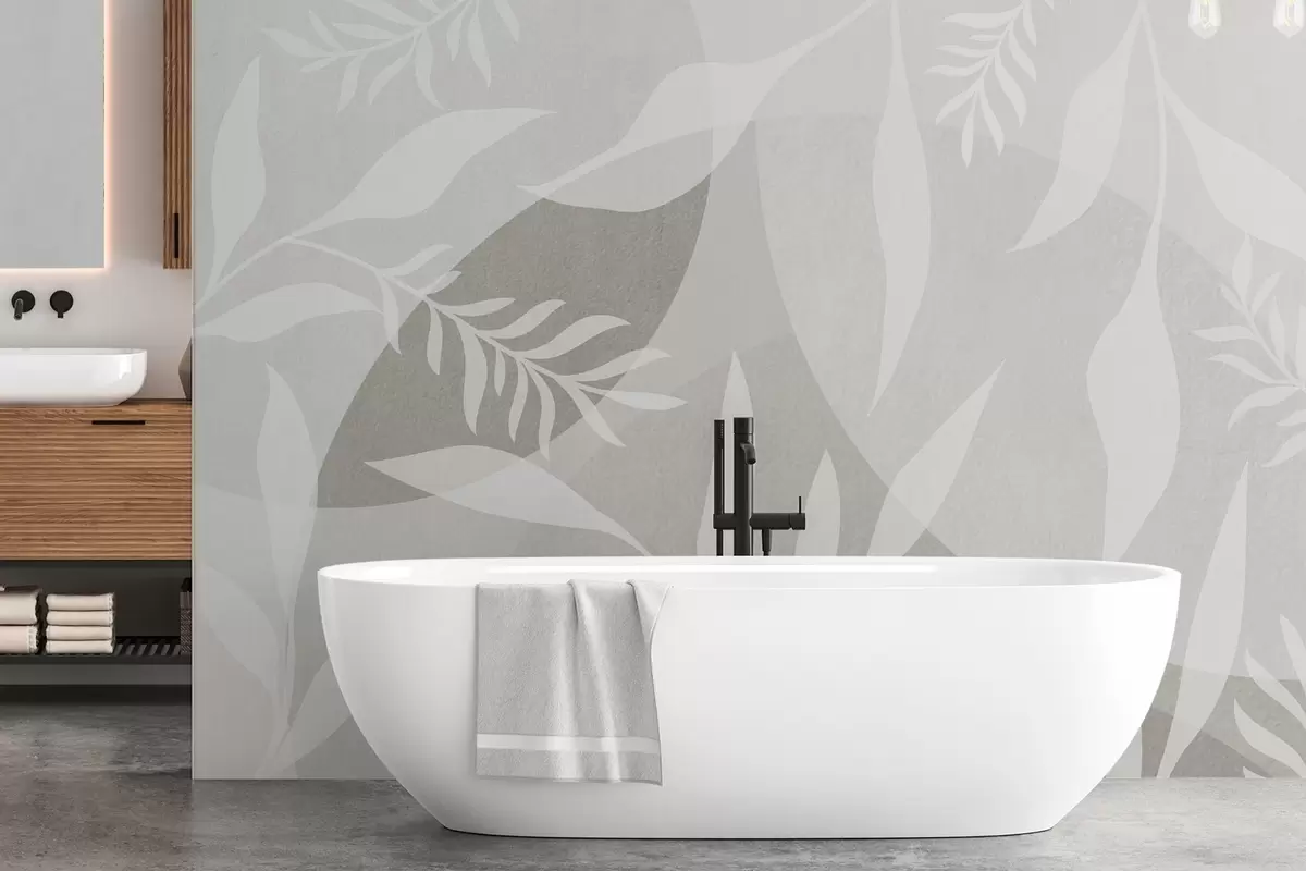 murales de pared Siluetas de ramitas sobre un fondo de círculos abstractos w04270