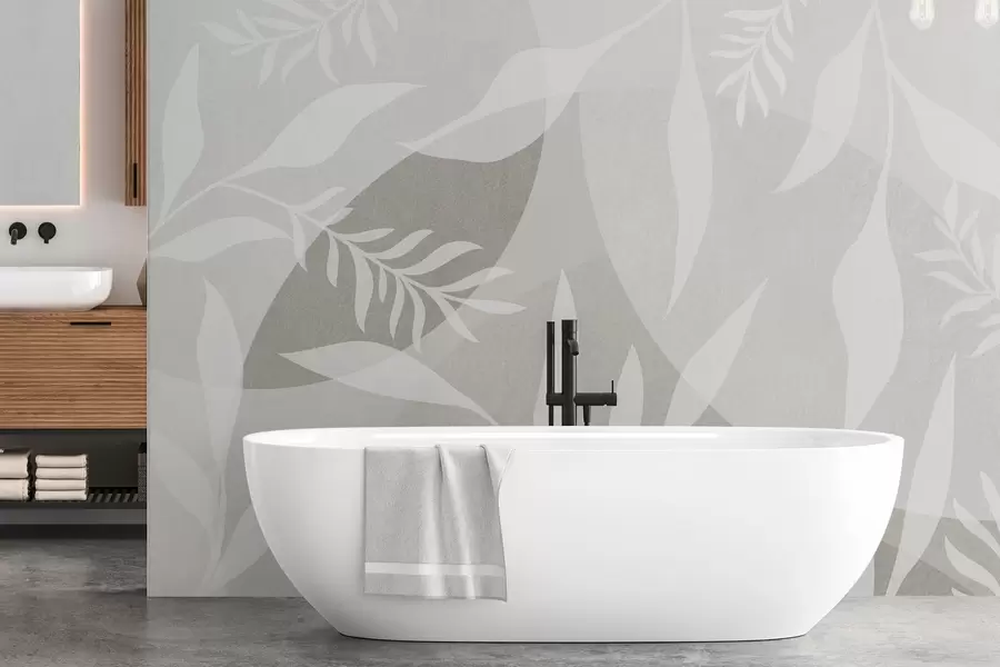 murales de pared Siluetas de ramitas sobre un fondo de círculos abstractos w04270