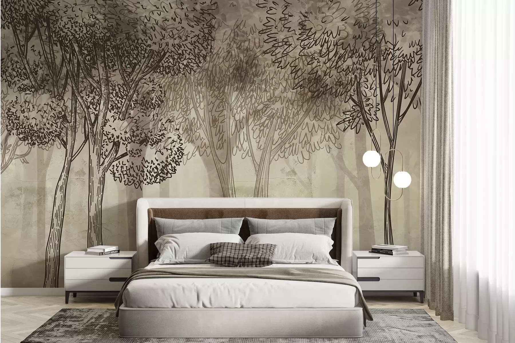 murales de pared Frondosos árboles w04251