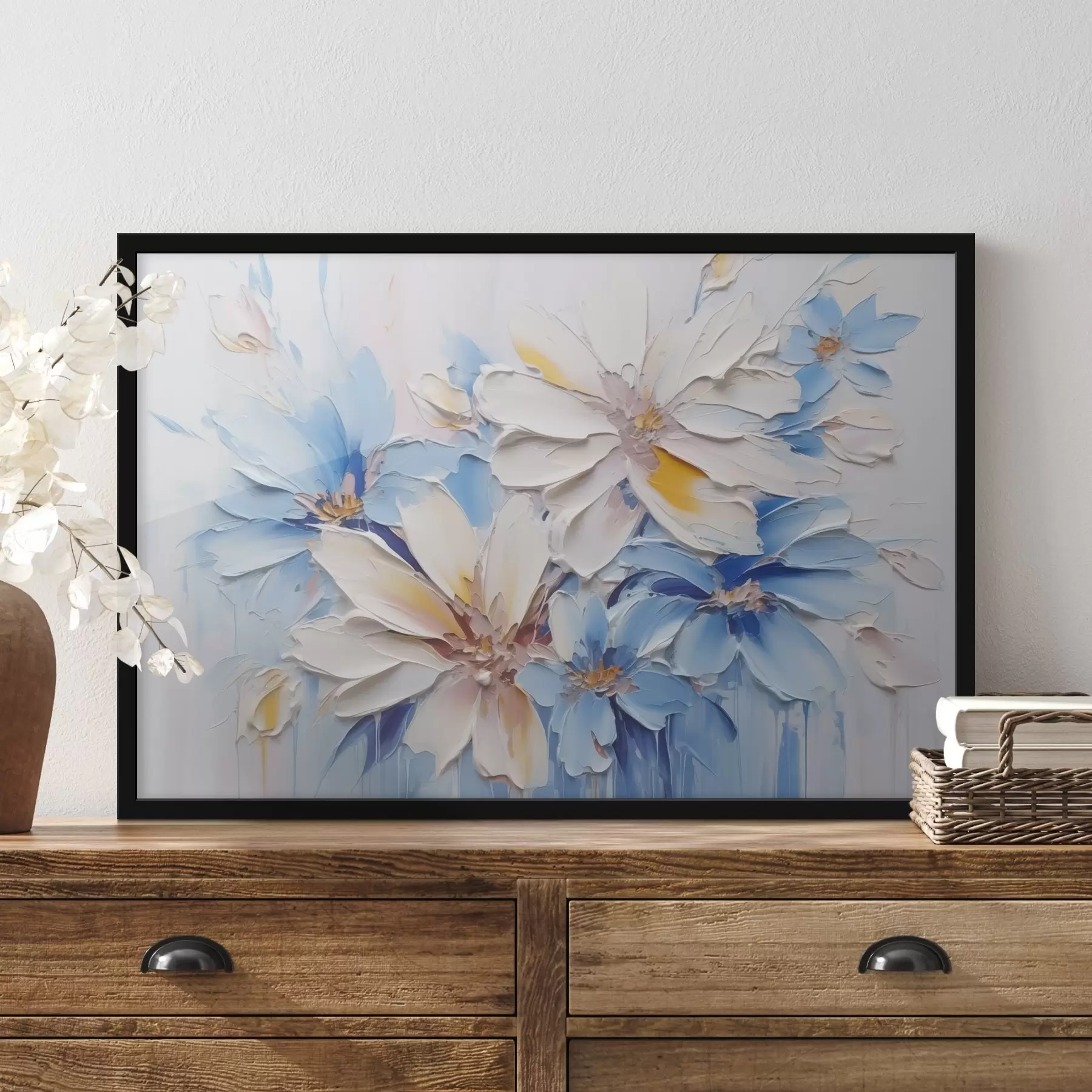 murales de pared Flores abstractas imitación pinceladas f45115