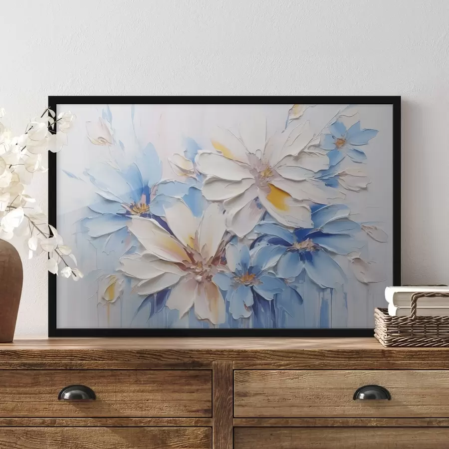 murales de pared Flores abstractas imitación pinceladas f45115