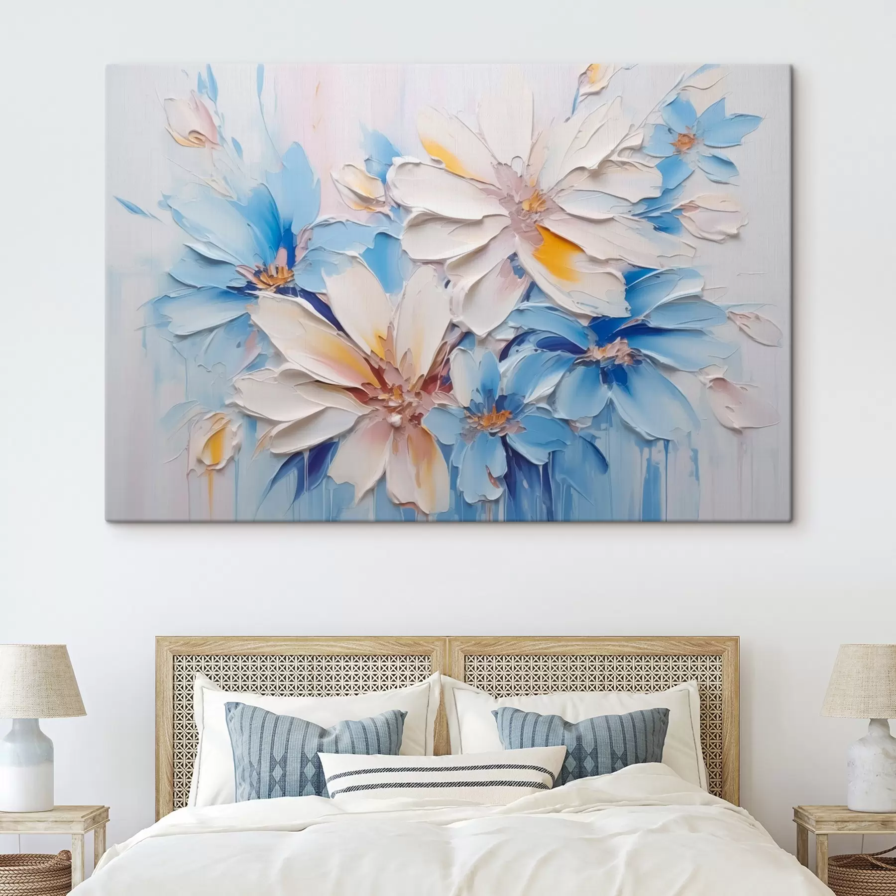 murales de pared Flores abstractas imitación pinceladas s45115