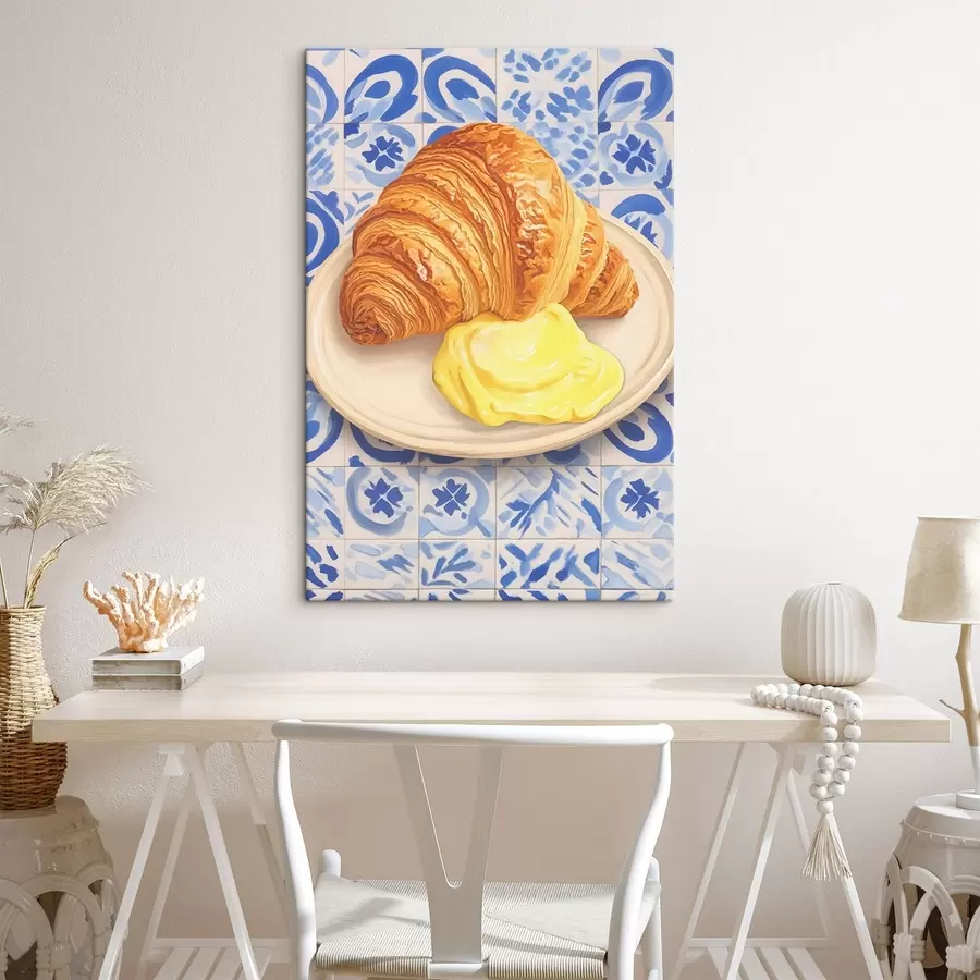 murales de pared Croissant con mantequilla en un plato s45146