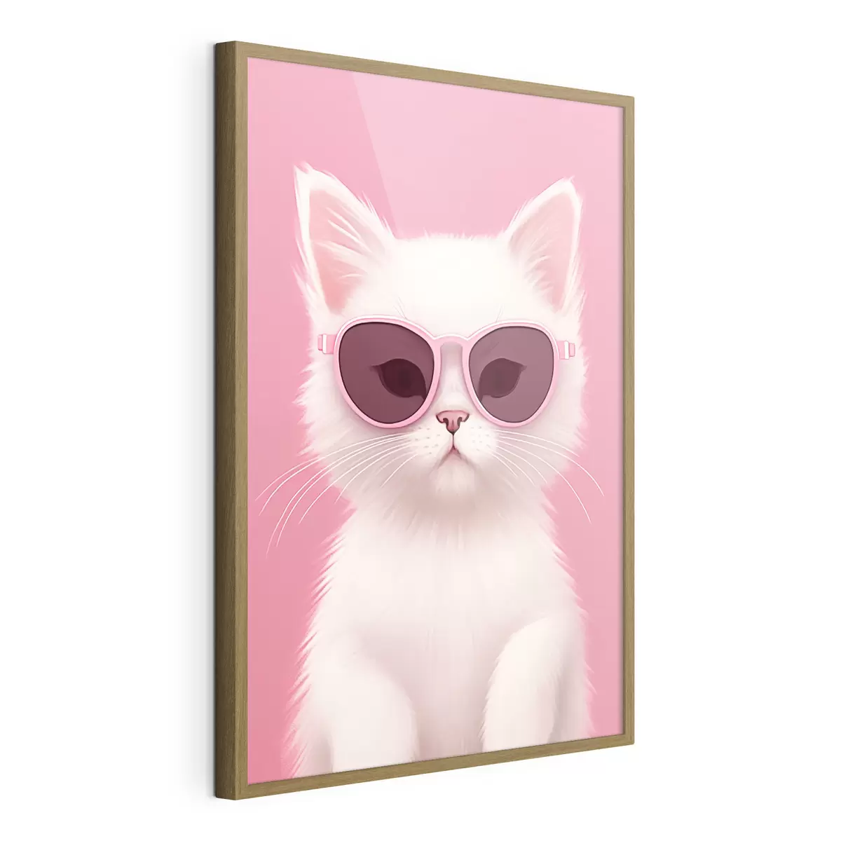 Poster Gato blanco con gafas rosas f45145