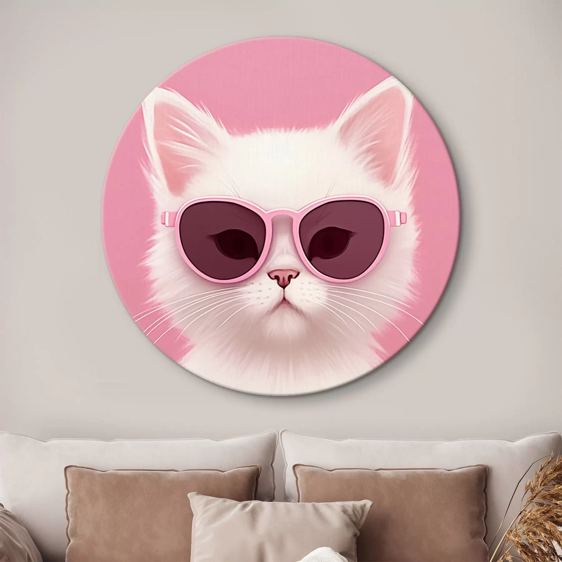 murales de pared Gato blanco con gafas rosas r45145