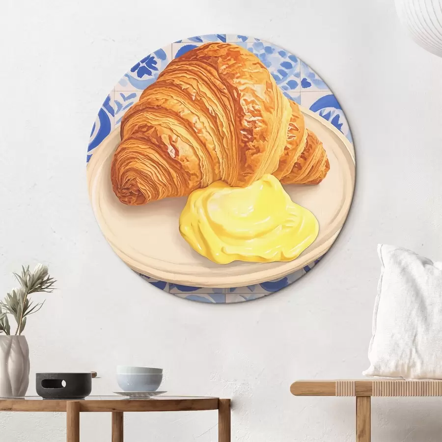 murales de pared Croissant con mantequilla en un plato r45146