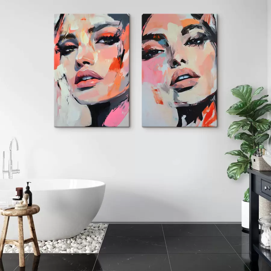 murales de pared Retratos de mujeres con trazos de imitación m00508