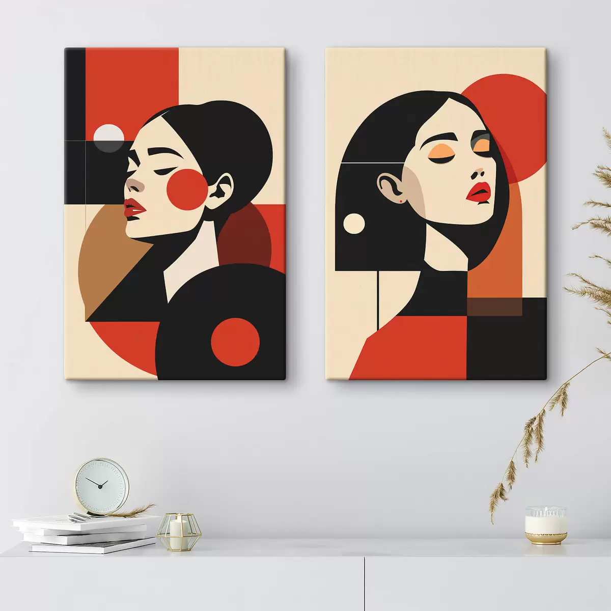 murales de pared Retratos de mujeres al estilo Bauhaus m00516