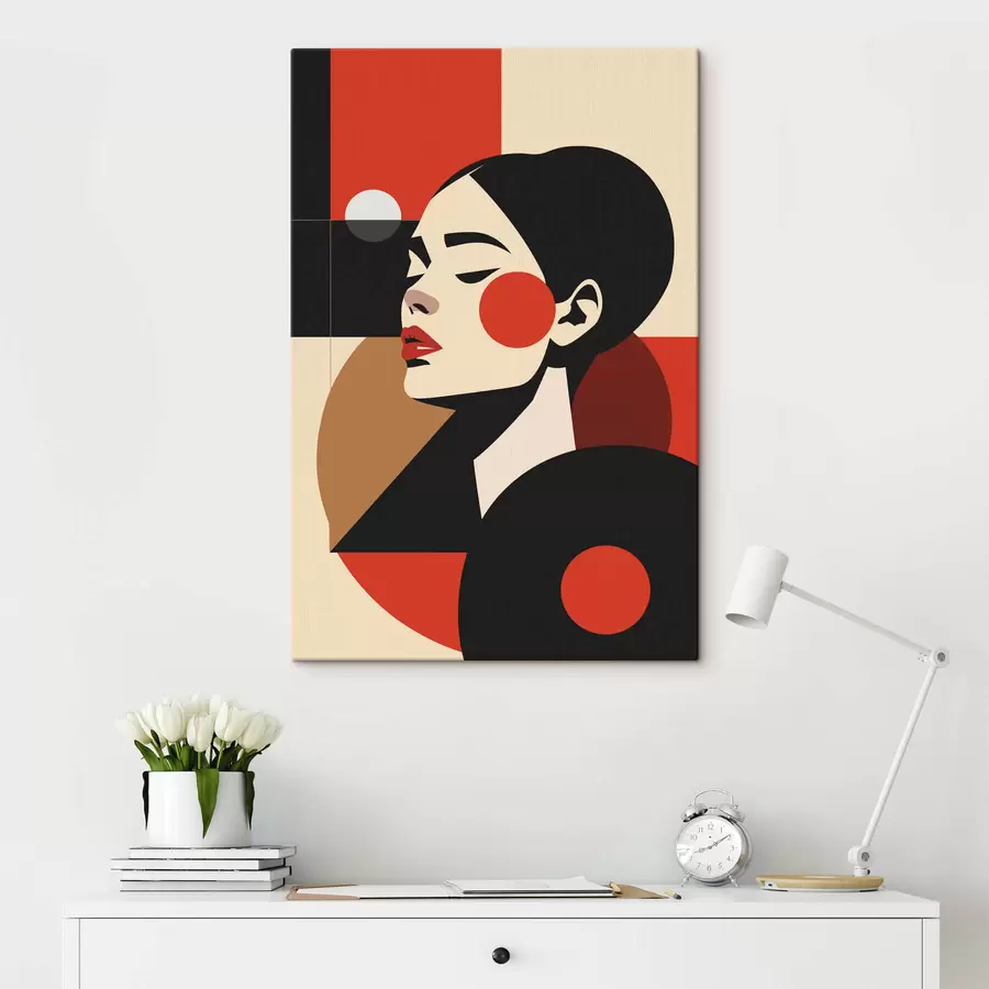 murales de pared Retrato abstracto de una mujer en estilo Bauhaus s45165