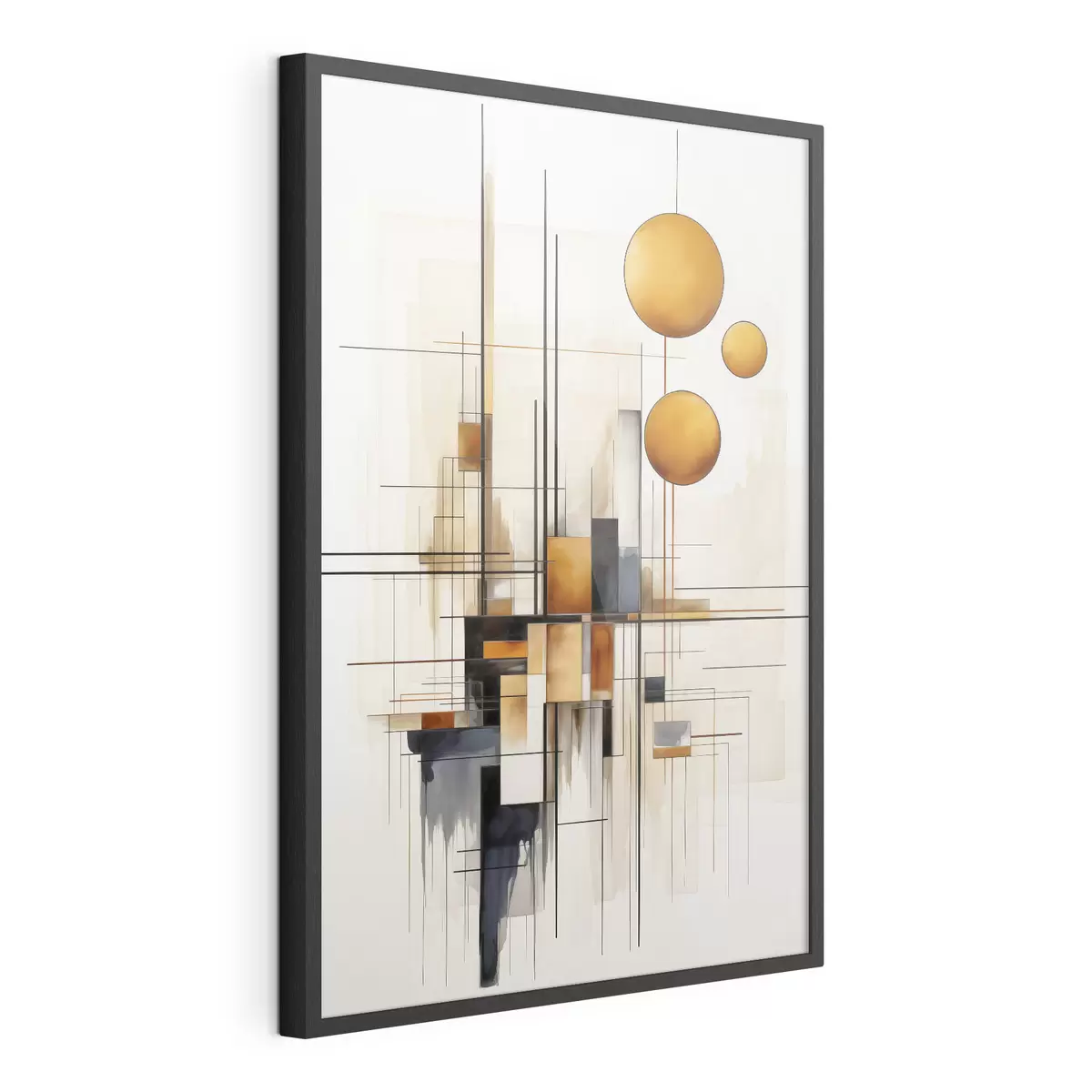 Poster Esferas y líneas en ocre f45159