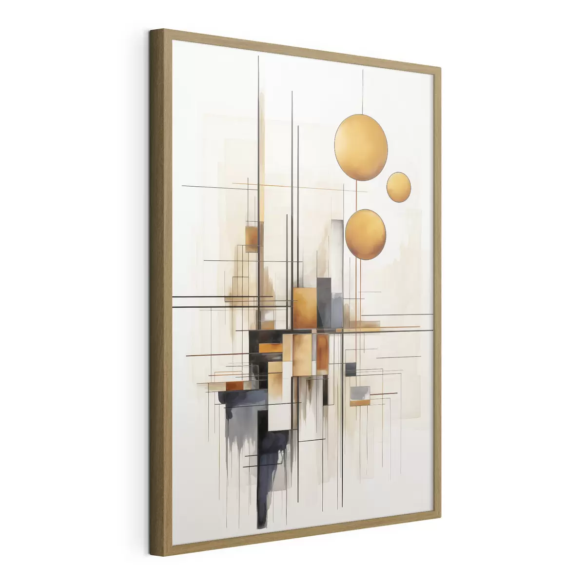 Poster Esferas y líneas en ocre f45159