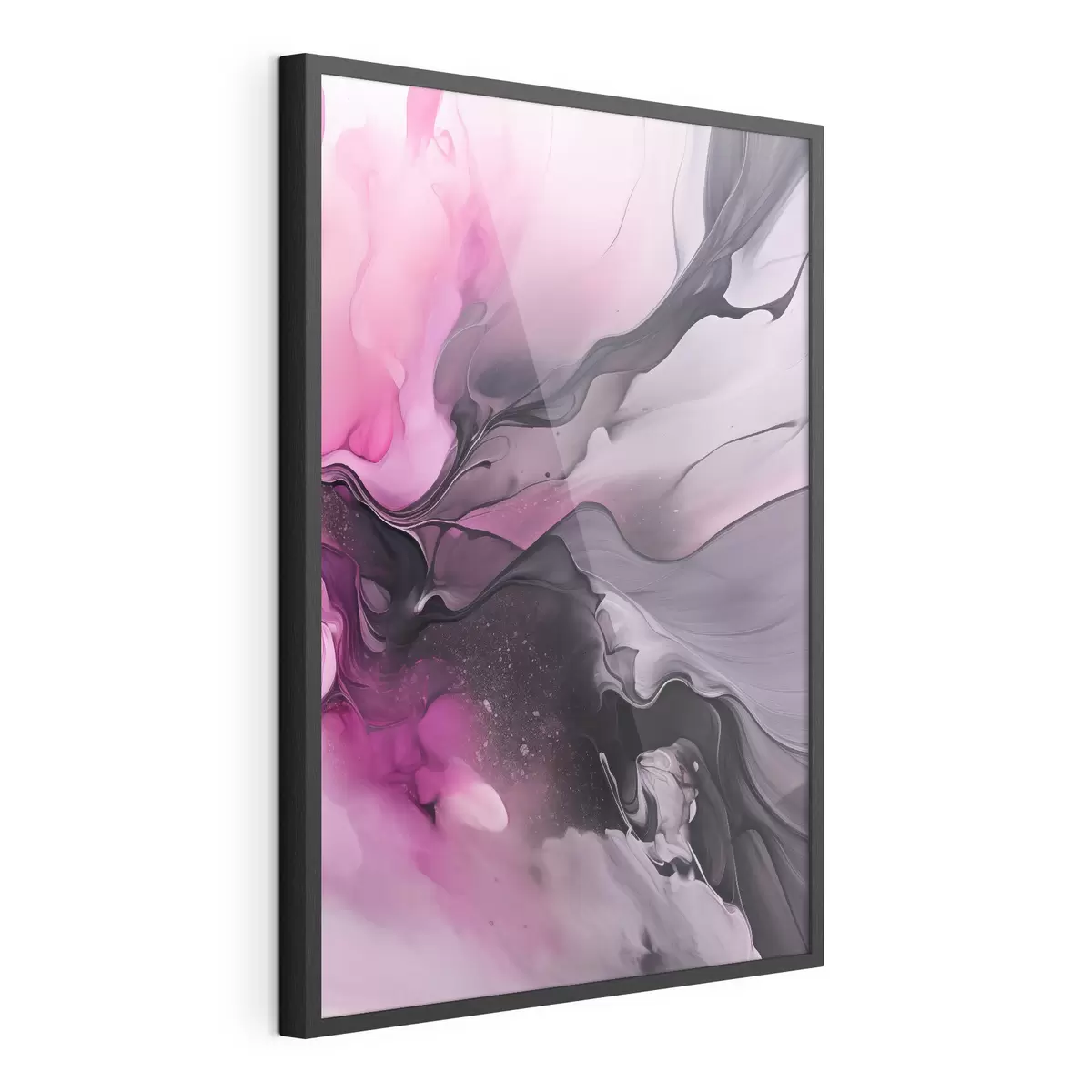 Poster Remolinos abstractos de color rosa, morado y negro se mezclan en una composición fluida y orgánica, creando una sensación de movimiento f45196