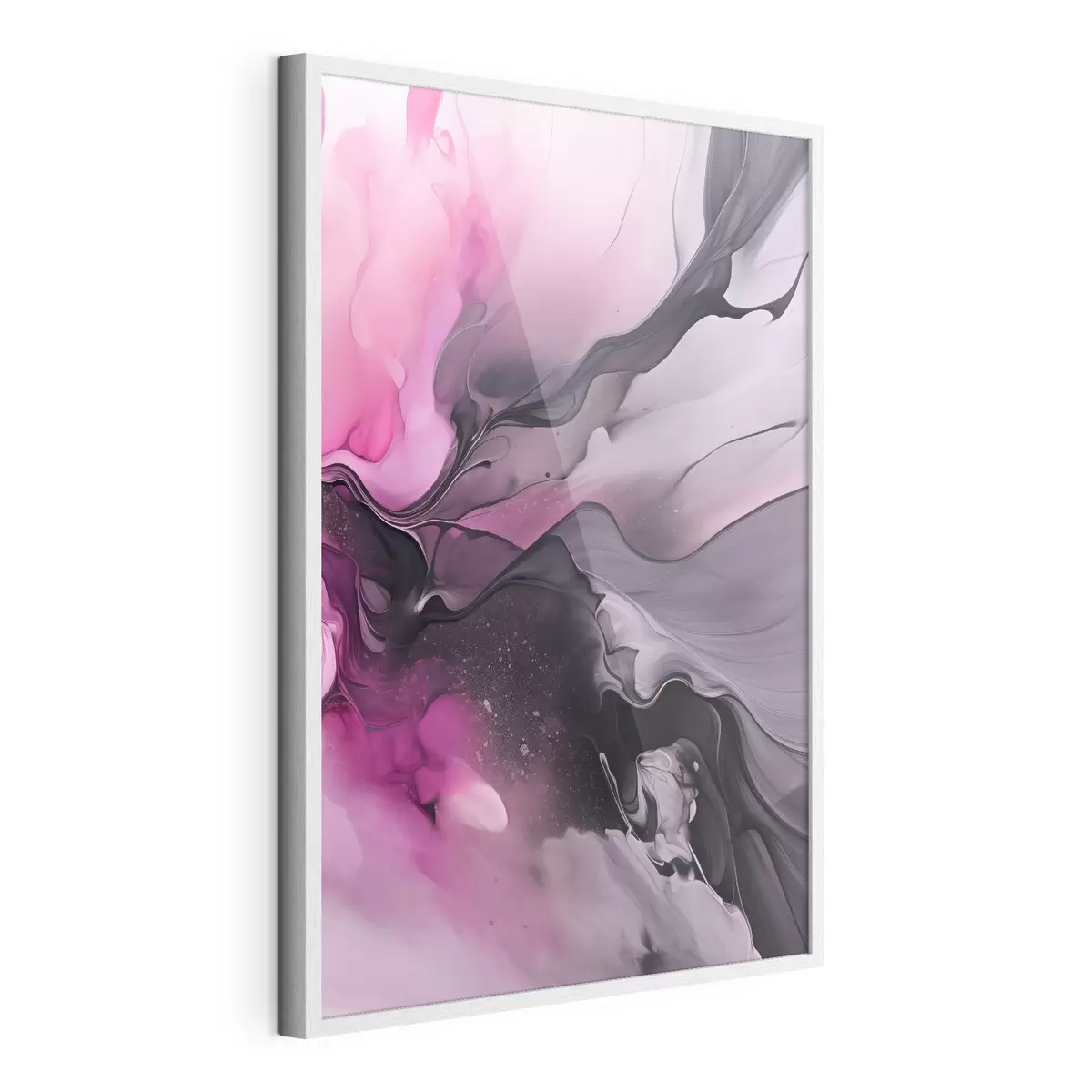 Poster Remolinos abstractos de color rosa, morado y negro se mezclan en una composición fluida y orgánica, creando una sensación de movimiento f45196