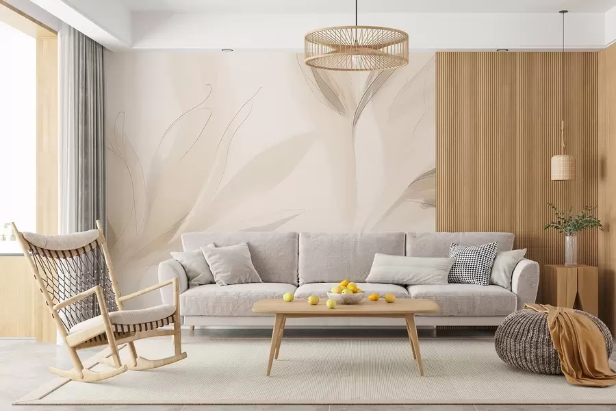 murales de pared Hojas abstractas ligeras w04243