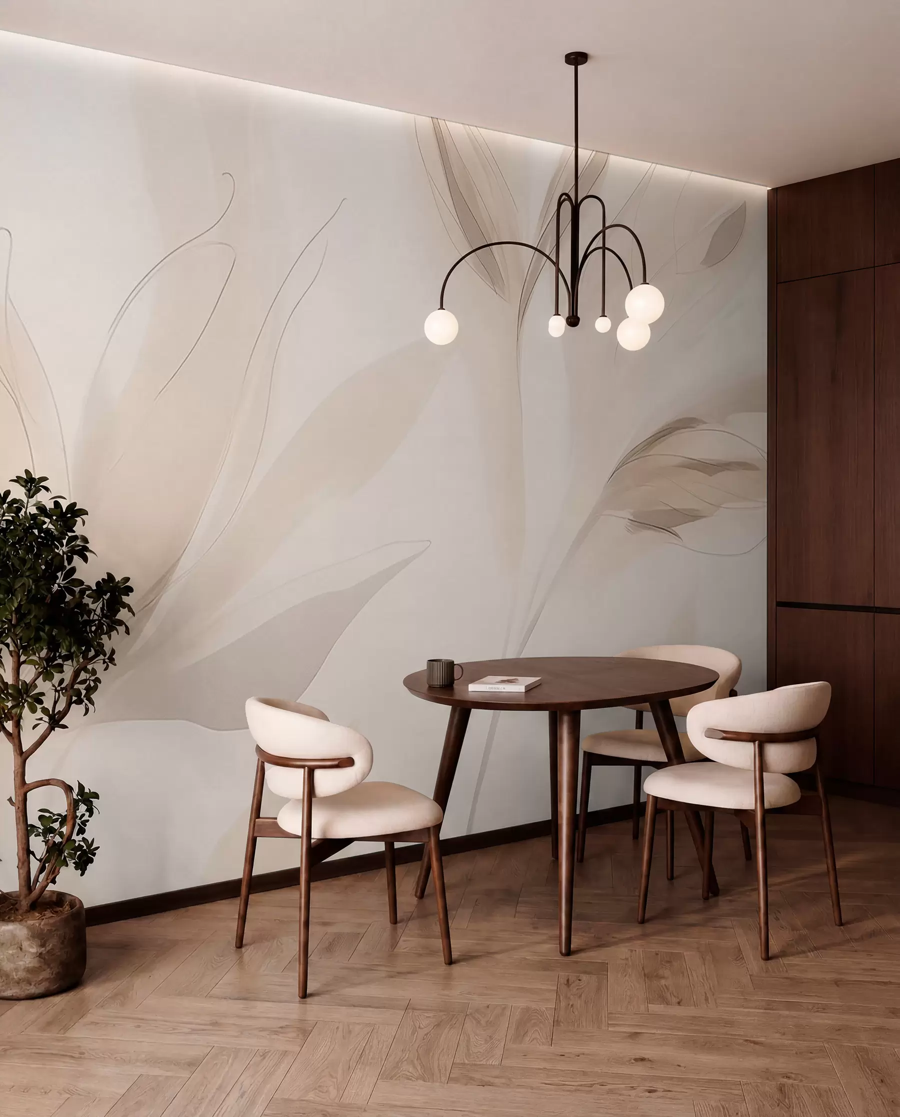 murales de pared Ondas de hojas claras w04243
