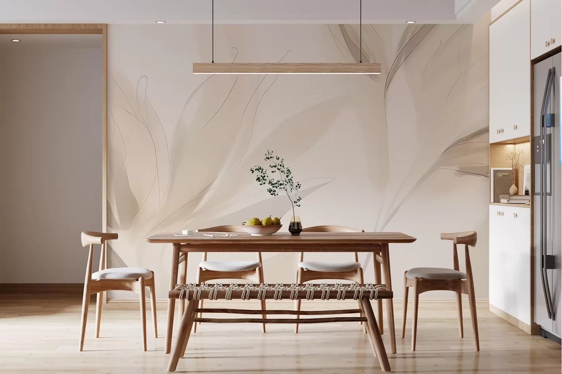 murales de pared Hojas abstractas ligeras w04243