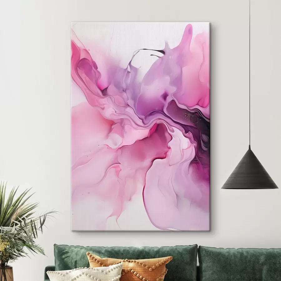 murales de pared Remolinos abstractos de color rosa, morado y negro se mezclan en una composición fluida y orgánica, creando una sensación de movimiento s45195