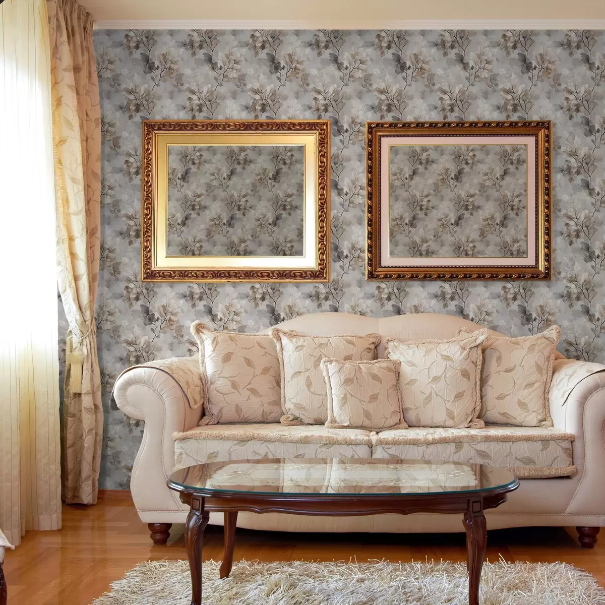 Papel pintado Patrón de ramas en acuarela neutra a00422