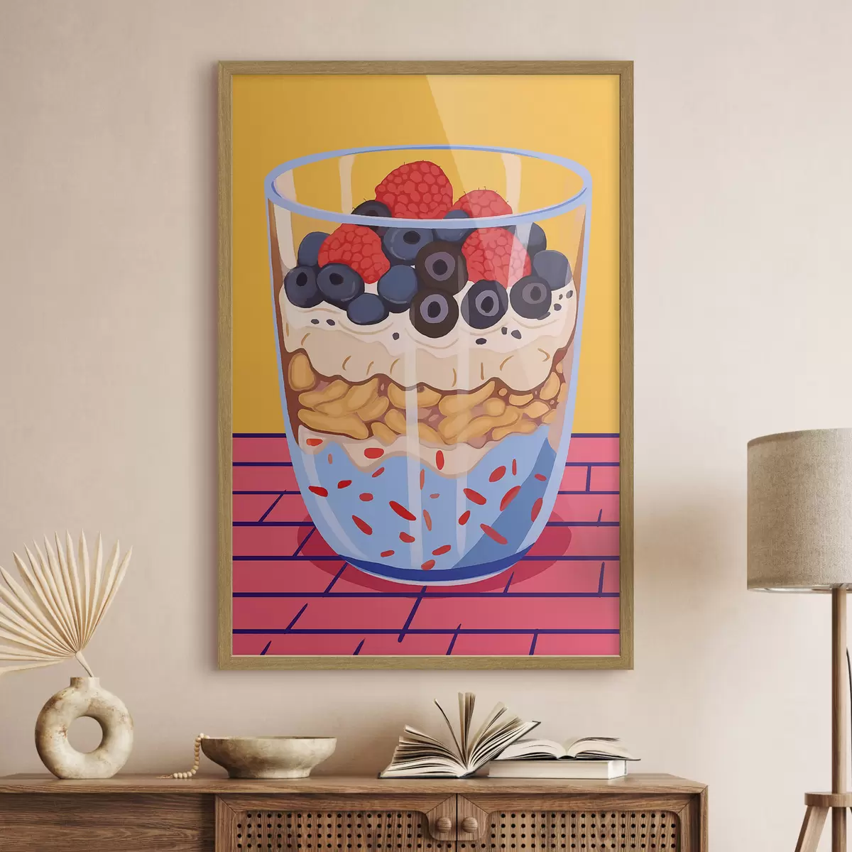 Poster Vaso con yogur, bayas y cereales f45216