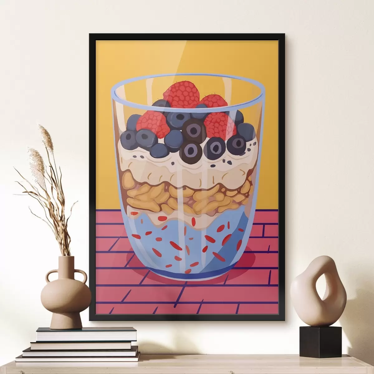 Poster Vaso con yogur, bayas y cereales f45216