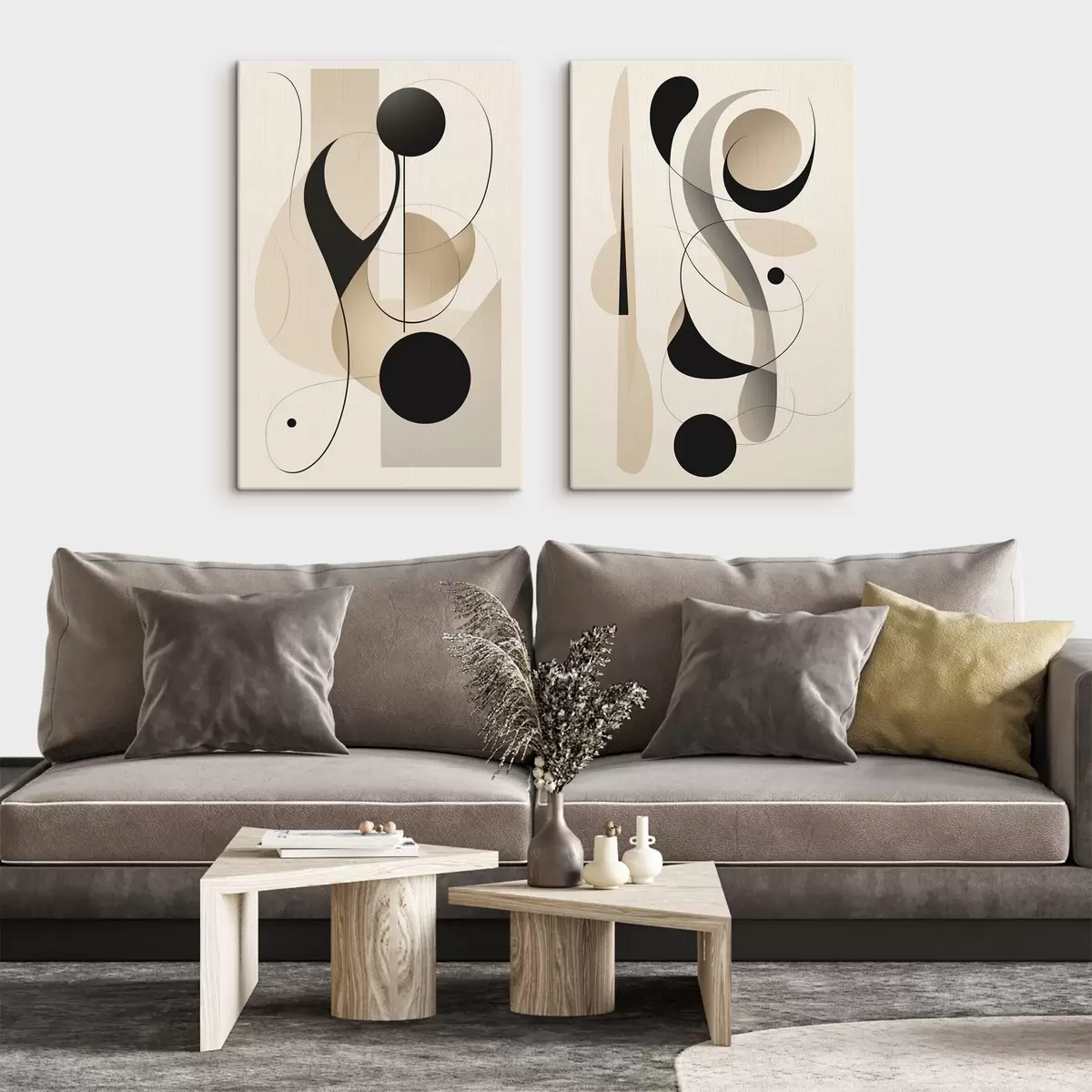 murales de pared Composición abstracta con curvas y formas m00538