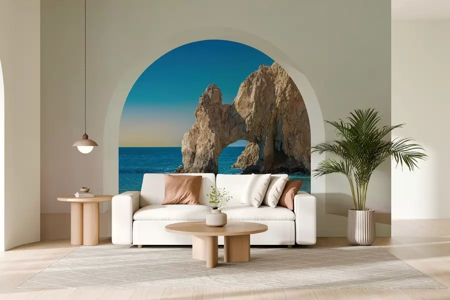 murales de pared vista del mar y la roca a través del arco w04286