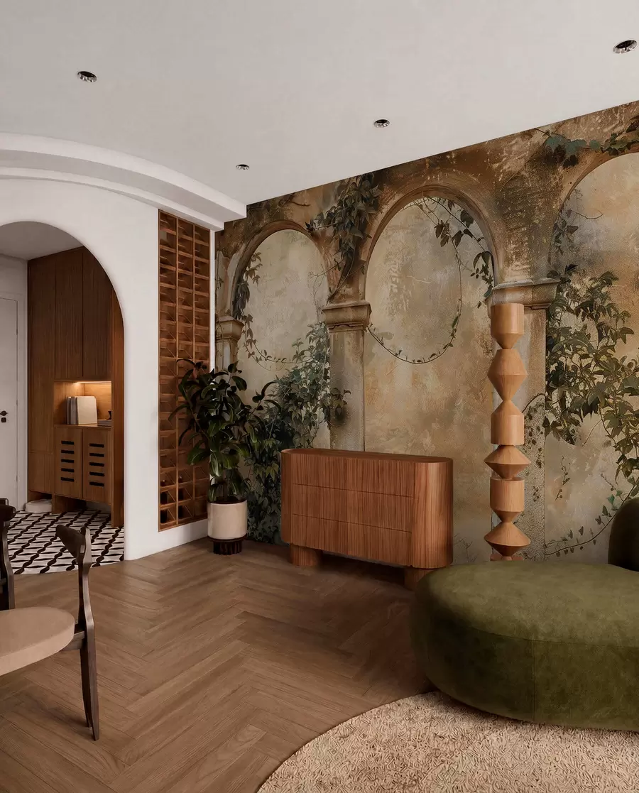 murales de pared Hiedra sobre arcos antiguos w04304