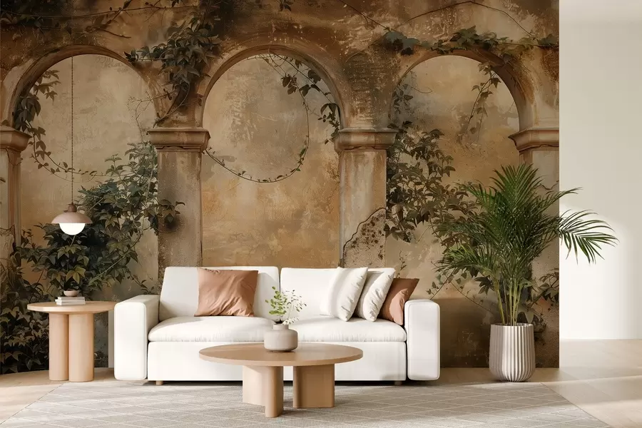 murales de pared arcos retro tintados con hiedra w04304