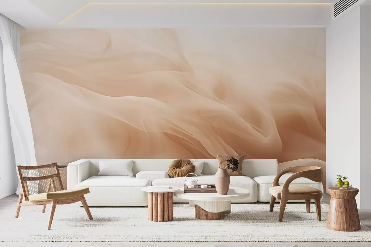 murales de pared Ondas ahumadas beige en estilo abstracto w09273