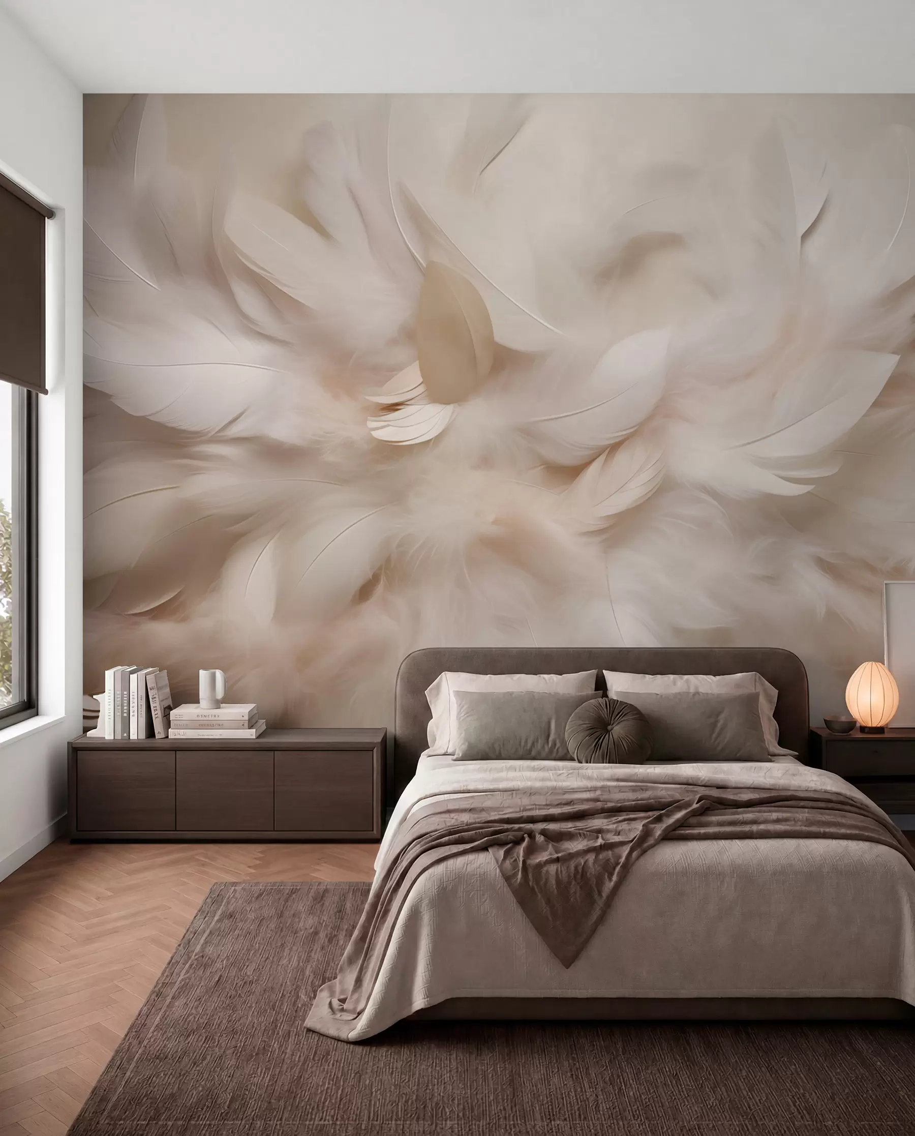 murales de pared Plumas marfil de cerca w09274
