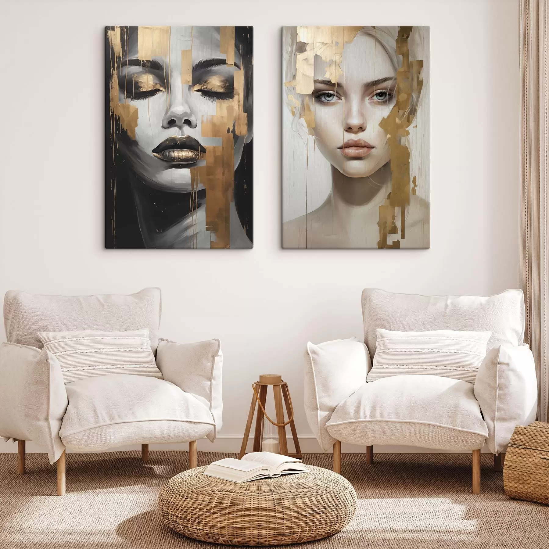 murales de pared Retrato femenino en blanco y negro m00544