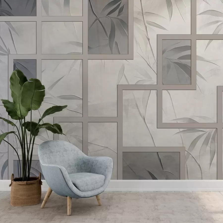 murales de pared Bambú y geometría w04319