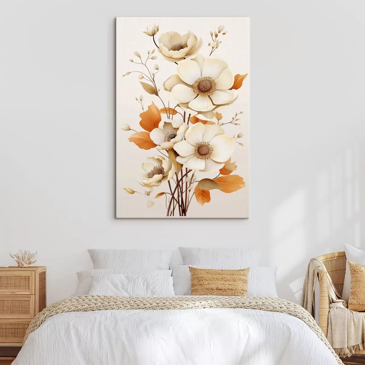murales de pared Flores claras sobre fondo beige s44549