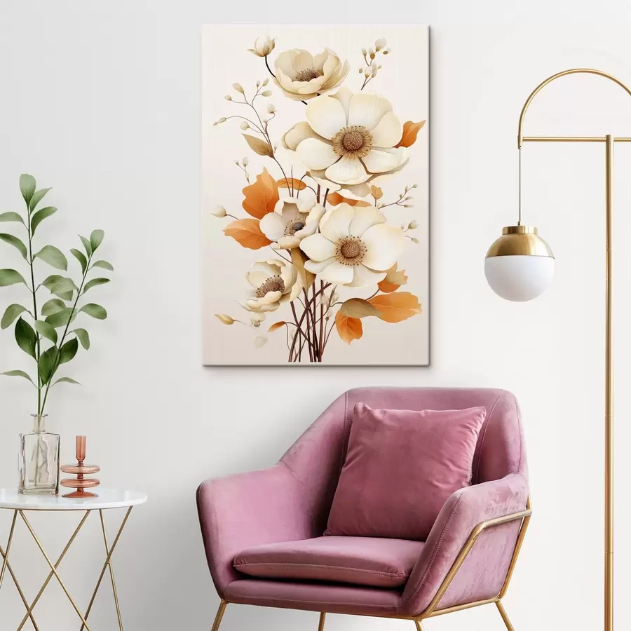 murales de pared Flores claras sobre fondo beige s44549