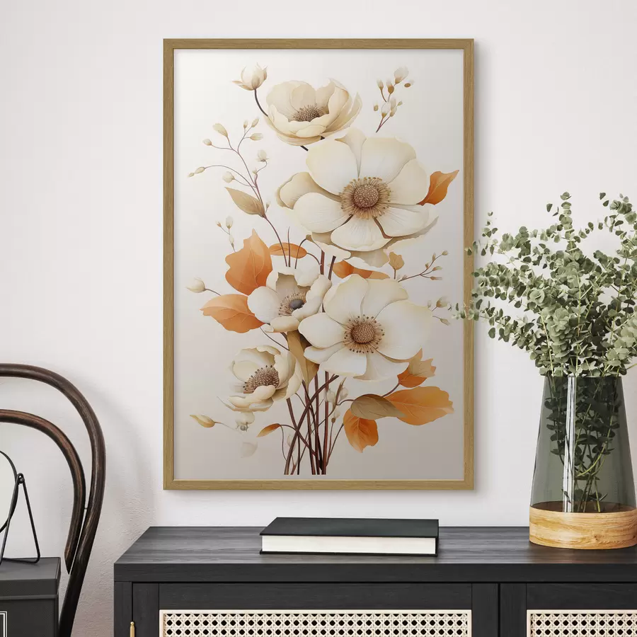 murales de pared Flores claras sobre fondo beige f44549