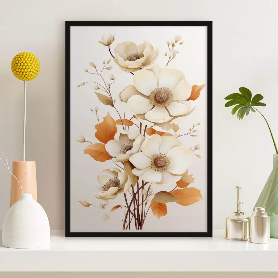 murales de pared Flores claras sobre fondo beige f44549